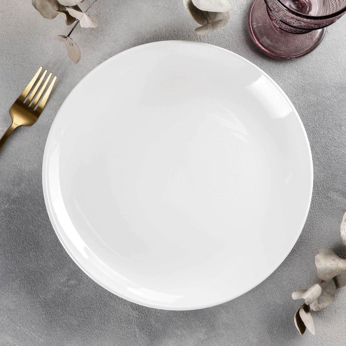 Тарелка фарфоровая обеденная с утолщённым краем Wilmax Olivia Pro, d=25,5 см, цвет белый - фото 1 - id-p199302570