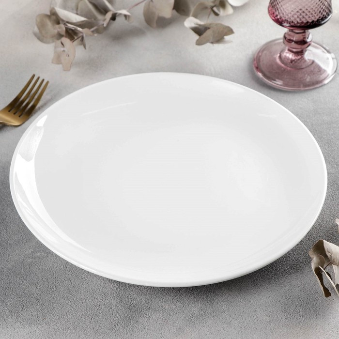Тарелка фарфоровая обеденная с утолщённым краем Wilmax Olivia Pro, d=25,5 см, цвет белый - фото 2 - id-p199302570