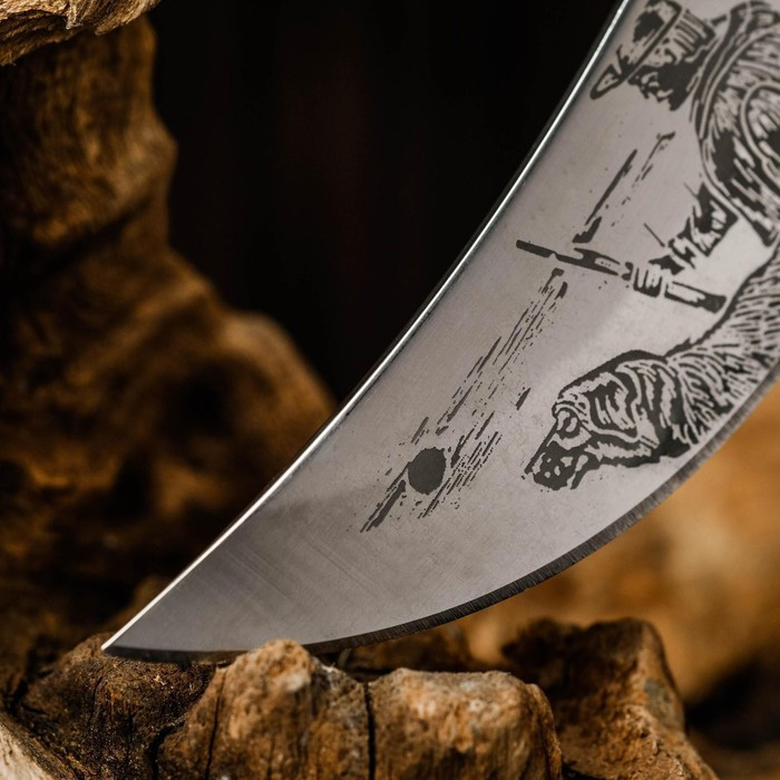 Нож охотничий "Таежник", в чехле, 23 см, лезвие с узором, рукоять деревянная со вставкой, - фото 8 - id-p178338647