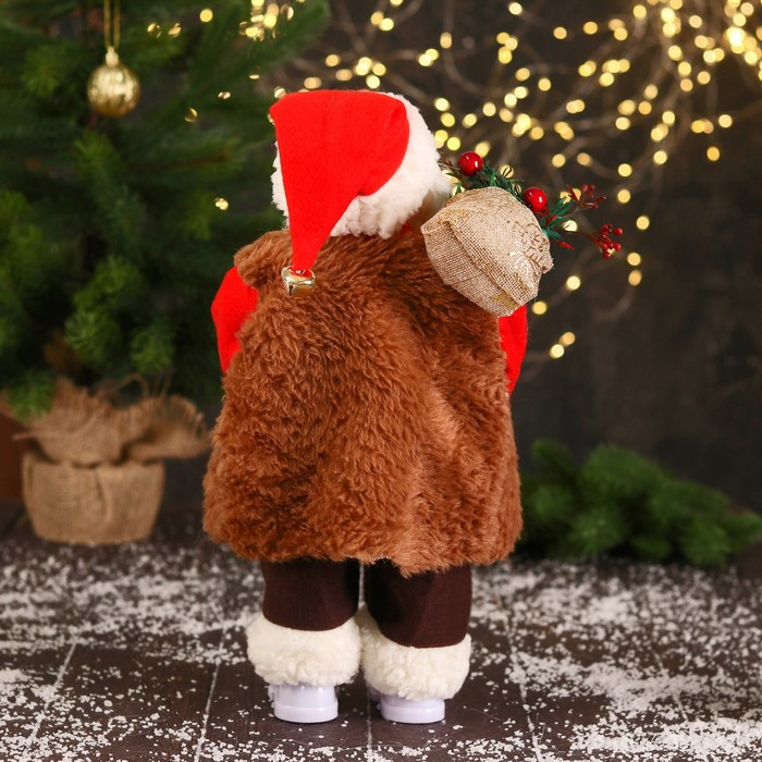 Дед Мороз "В красном тулупе, с фонариком" двигается, ботинки светятся, 17х35 см - фото 3 - id-p181641560