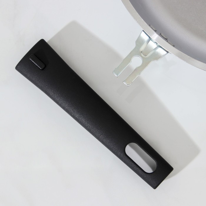 Сковорода, d=26 см, стеклянная крышка, съёмная ручка, цвет хромированный - фото 6 - id-p177011420