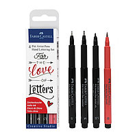 Набор капиллярных ручек Faber-Castell Pitt Artist Pen Lettering 4 штуки, 0,3/0,7/1,5 мм /Brush