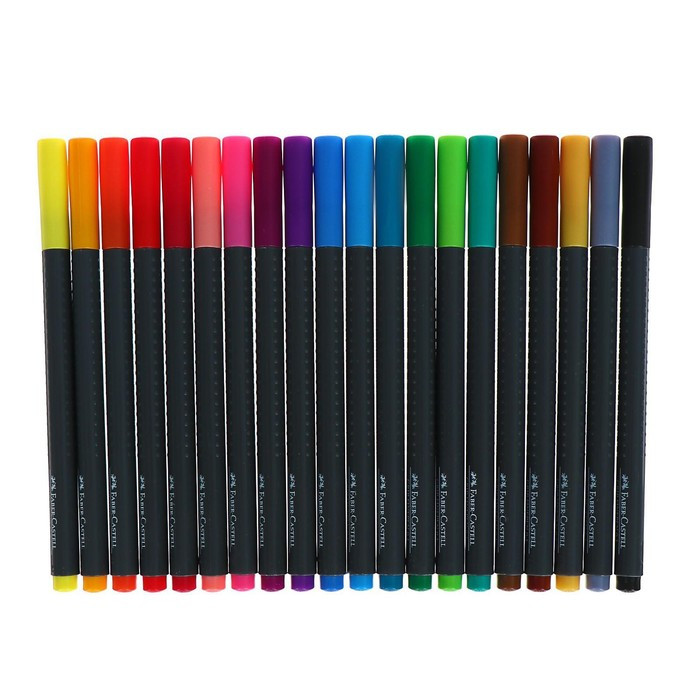 Набор ручек капиллярных 20 цветов Faber-Castell GRIP 0.4 мм, в пластиковом футляре - фото 2 - id-p176659793