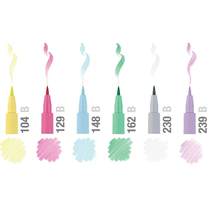Ручка-кисть капиллярная набор Faber-Castell PITT Artist Pen Brush, 6 цветов, пастельные тона - фото 3 - id-p176659782
