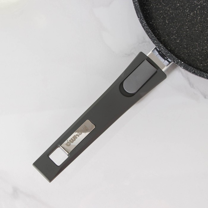Сковорода «Гранит», d=24 см, съёмная ручка, антипригарное покрытие, стеклянная крышка, цвет серый - фото 4 - id-p177011852