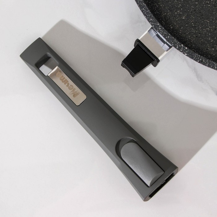 Сковорода «Гранит», d=24 см, съёмная ручка, антипригарное покрытие, стеклянная крышка, цвет серый - фото 5 - id-p177011852