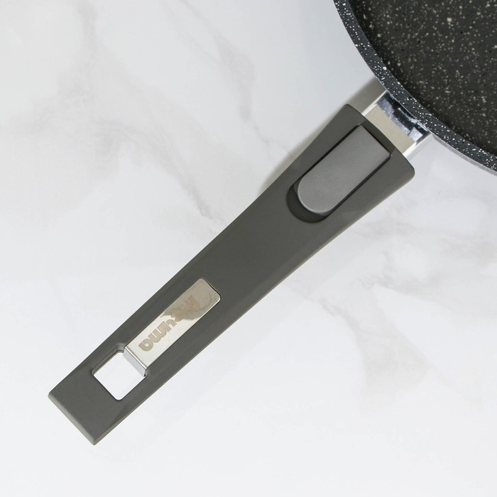 Сковорода «Гранит», d=26 см, антипригарное покрытие, съёмная ручка, стеклянная крышка, цвет серый - фото 4 - id-p177011900