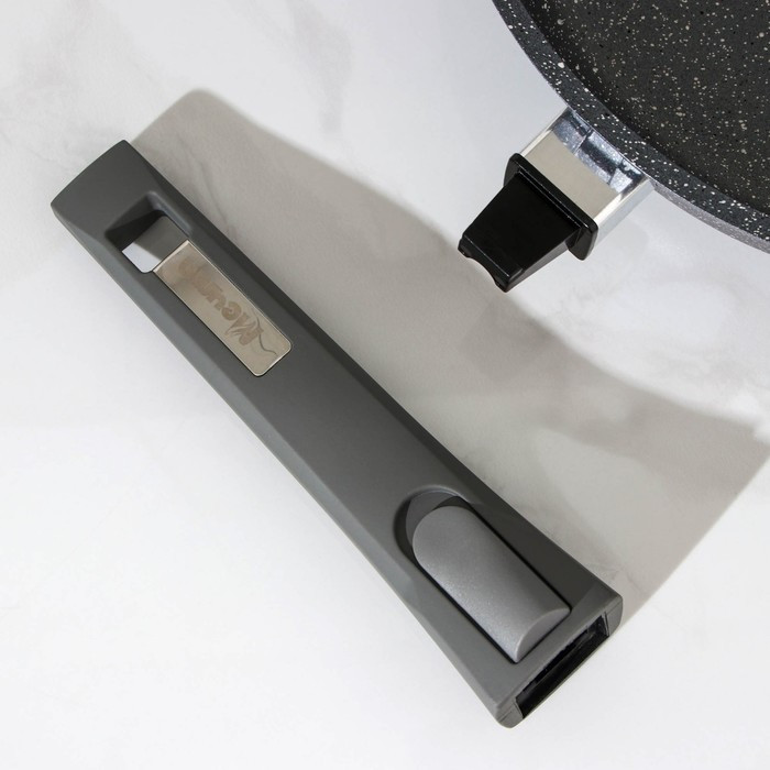 Сковорода «Гранит», d=26 см, антипригарное покрытие, съёмная ручка, стеклянная крышка, цвет серый - фото 5 - id-p177011900