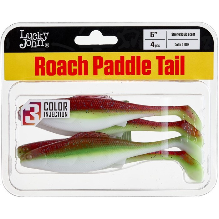 Виброхвосты съедоб. искусст. LJ Pro Series ROACH PADDLE TAIL 5.0in (12.70)/G03 4шт. - фото 3 - id-p168576169