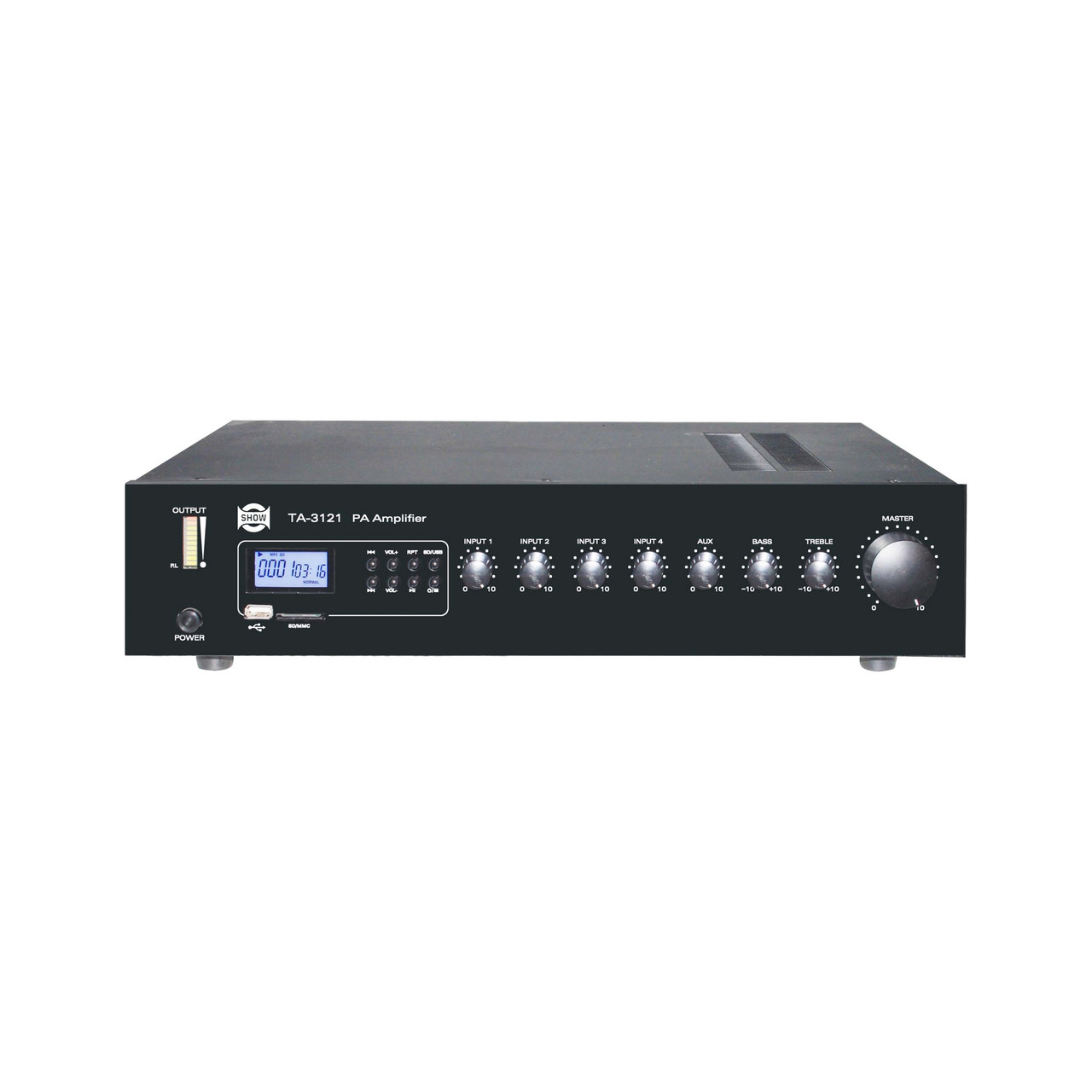 SHOW TA-3121 - трансляц. система 120 Вт, 25/70/100 В, 4Line/mic+2AUX, MP3 плеер - фото 1 - id-p200524603