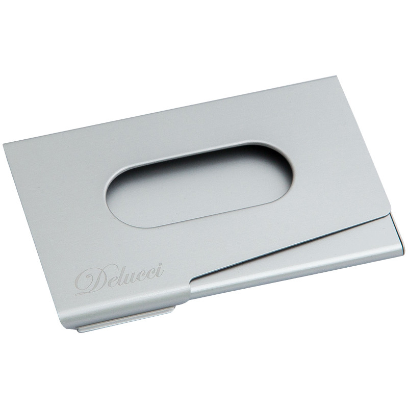 Визитница карманная Delucci из алюминия серебристого цвета, легкий доступ, подарочная упаковка - фото 1 - id-p200525286
