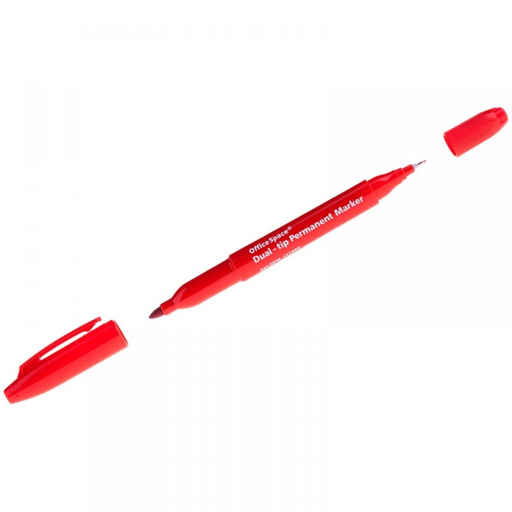 Маркер перманентный двухсторонний OfficeSpace красный, пулевидный, 0,8/2,2мм - фото 1 - id-p200524833