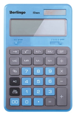 Калькулятор настольный Berlingo "Hyper", 12 разр., двойное питание, 171*108*12, синий - фото 1 - id-p145193934