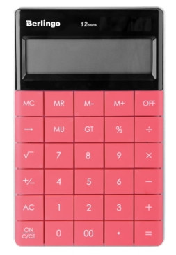Калькулятор настольный Berlingo "PowerTX", 12 разр., двойное питание, 165*105*13мм, тёмно-розовый - фото 1 - id-p200524864