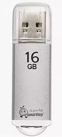 Память Smart Buy "V-Cut"  16GB, USB 2.0 Flash Drive, серебристый (металл.корпус)