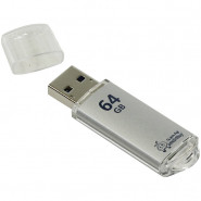 Память Smart Buy "V-Cut"  64GB, USB 2.0 Flash Drive, серебристый (металл.корпус)