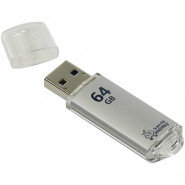 Память Smart Buy "V-Cut"  64GB, USB 2.0 Flash Drive, серебристый (металл.корпус)