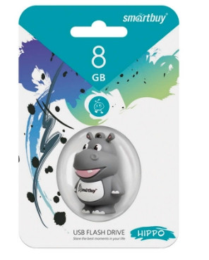 Память Smart Buy "Wild series" Бегемот 8GB, USB 2.0 Flash Drive, серый
