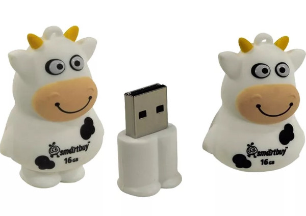 Память Smart Buy "Wild series" Коровка 16GB, USB 2.0 Flash Drive, белый - фото 1 - id-p145194070