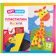 Пластилин ArtSpace, 12 цветов, со стеком, картон PL12_16713, РФ