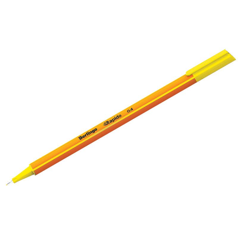 Ручка капиллярная Berlingo "Rapido" желтая, 0,4мм, трехгранная CK_40109, РФ - фото 1 - id-p145194195