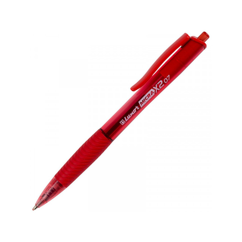 Ручка шариковая автоматическая Luxor "Micra X2"красная, 0,7мм, грип,пакет с европодвесом 1783/1С, РФ - фото 1 - id-p200525036