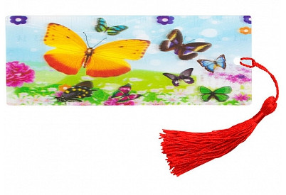 Закладка для книг 3D с линейкой, 150*55мм, ArtSpace "Бабочки", декоративный шнурок - фото 1 - id-p200525117