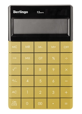Калькулятор настольный Berlingo "PowerTX", 12 разр., двойное питание, 165*105*13мм, золотой - фото 1 - id-p94243169