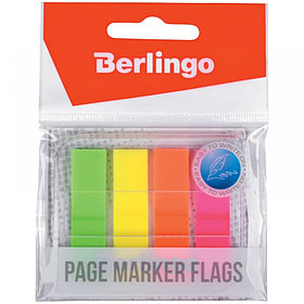 Флажки-закладки Berlingo 45*12 мм, 20л*4 неоновых цвета, в диспенсере, европодвес LSz_45125, РФ