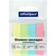 Флажки-закладки OfficeSpace, 50*12мм, 25л*4 пастельных цвета, европодвес - фото 1 - id-p200525225