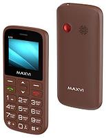 Мобильный телефон кнопочный с большими кнопками сотовый для пожилых людей MAXVI B100 коричневый
