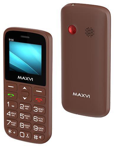 Мобильный телефон кнопочный с большими кнопками сотовый для пожилых людей MAXVI B100 коричневый - фото 1 - id-p200529016