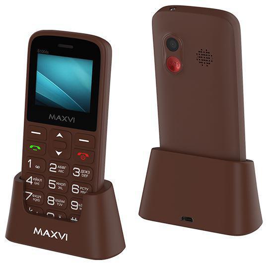 Мобильный телефон кнопочный с большими кнопками сотовый для пожилых людей MAXVI B100ds коричневый