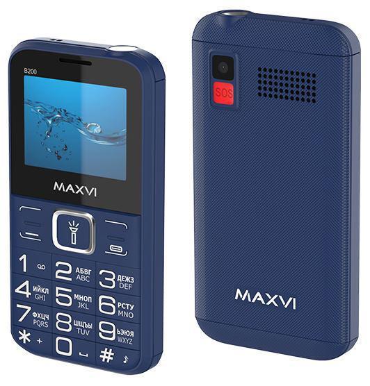 Мобильный телефон кнопочный с большими кнопками сотовый для пожилых людей MAXVI B200 синий