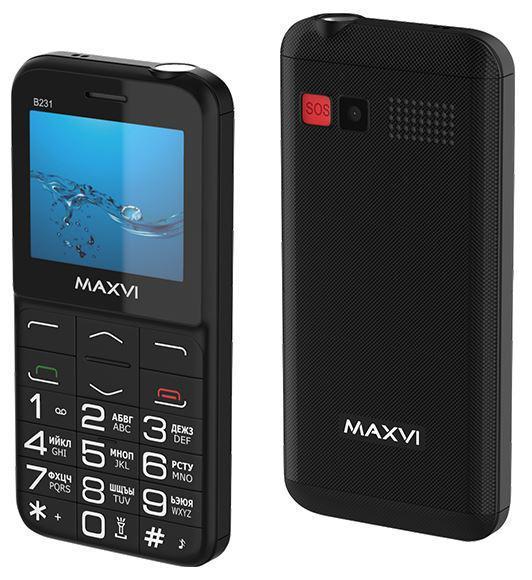 Мобильный телефон кнопочный с большими кнопками сотовый для пожилых людей MAXVI B231 черный - фото 1 - id-p200529023