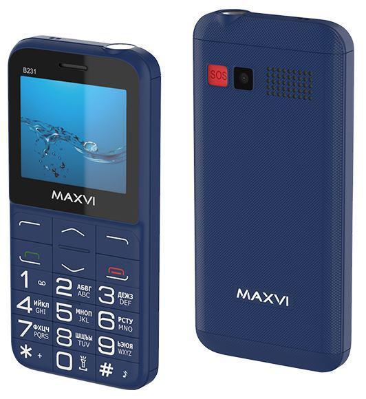 Мобильный телефон кнопочный с большими кнопками сотовый для пожилых людей MAXVI B231 синий - фото 1 - id-p200529024
