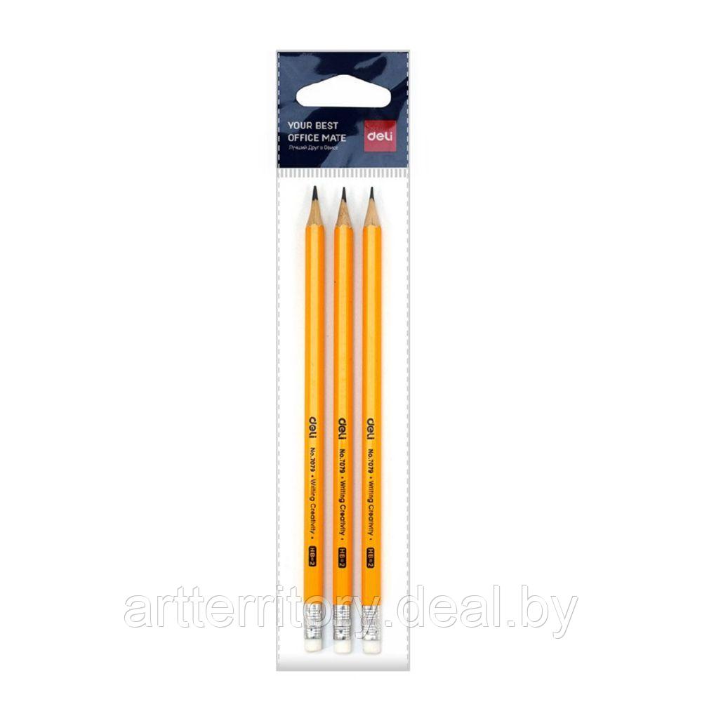 Набор карандашей с ластиком DELI W38030 (3 штуки) - фото 1 - id-p200537268