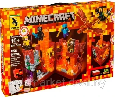 Конструктор Майнкрафт 680 "Сражение в красной крепости " СВЕТЯЩИЙСЯ аналог LEGO Minecraft , 856 дет