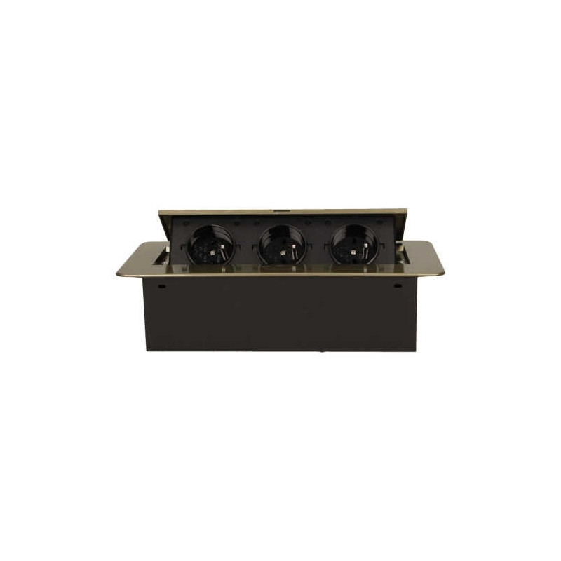 Блок розеточный встраиваемый Orno 3x2P+E со шторками, без кабеля, 3600Вт, металл, латунь - фото 5 - id-p200548958