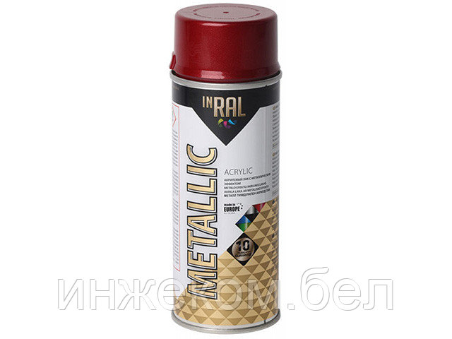 Лак на акриловой основе красный INRAL METALLIC SPRAY 400мл (Цвет красный.) - фото 1 - id-p200545970