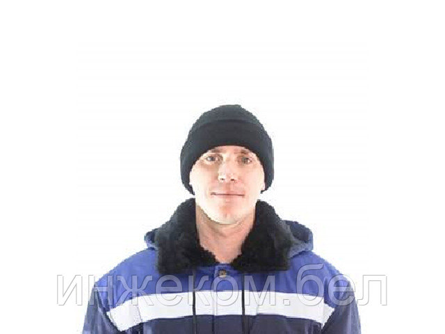 Подшлемник-шапка вязаная двойная черная - фото 1 - id-p200549797