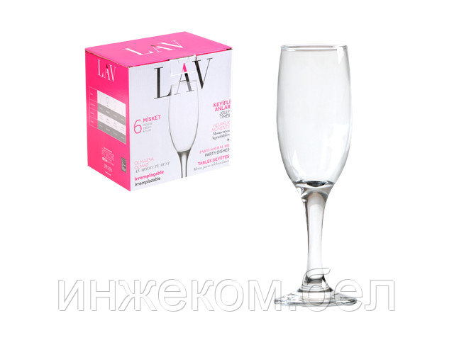 Набор бокалов для шампанского, 6 шт., 190 мл, серия Misket, LAV (так же используется в HoReCa) - фото 1 - id-p200547987