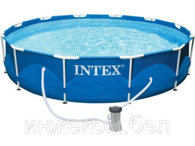 Каркасный бассейн Metal Frame, круглый, 366х76 см + фильтр-насос 220 В, INTEX (от 6 лет)