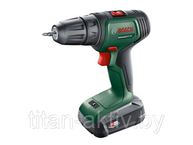 Аккум. дрель-шуруповерт BOSCH UniversalDrill 18V в чем. (18.0 В, 1 акк., 2.5 А/ч Li-Ion, 2 скор., 30 - фото 1 - id-p200538065