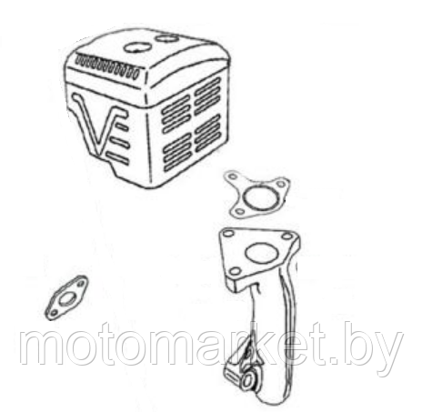 Прокладка глушителя GX390, GX420, GX440, 188F, 190F, 192F (колено / головка) - фото 2 - id-p29982397