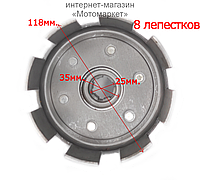 Корзина сцепления к культиватору, мотоблоку (8 лепестков, под вал 25мм.)