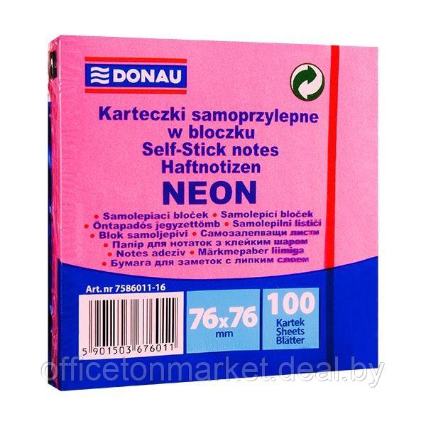 Бумага для заметок "Donau", 76x76 мм, 100 листов, розовый неон - фото 1 - id-p200566482