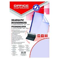 Обложка для переплета "Office Products", A4, пластик, 200 мкм, 100 шт., прозрачный, синий