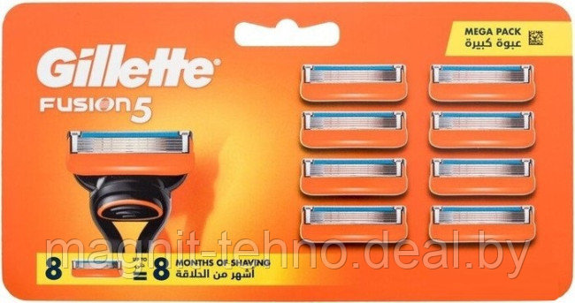Сменные кассеты для бритья Gillette Fusion5 (8 шт) - фото 1 - id-p157122959