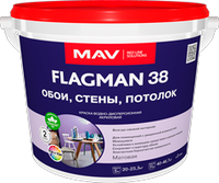 Краска ВД-АК-2038 белая матовая FLAGMAN 38 обои, стены, потолок 3,0 л (4,0 кг)